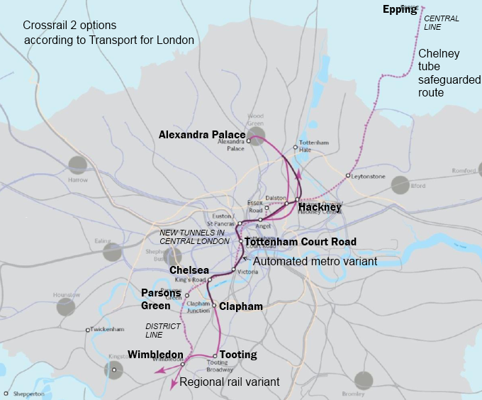 Crossrail 2, options presented by London First