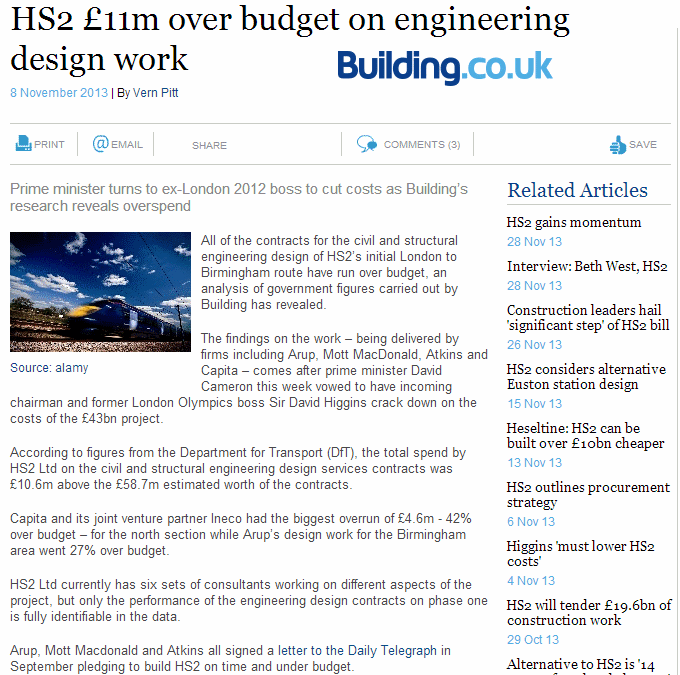 HS2 engineering design work over budget (building_co_uk, 8 Nov 2013)