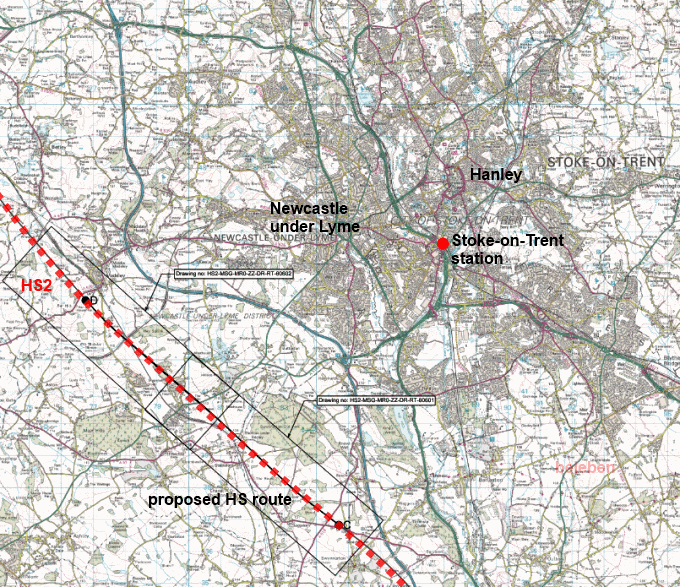 The government-backed proposed route for HS2 completely by-passes the Six Towns of Stoke-on-Trent