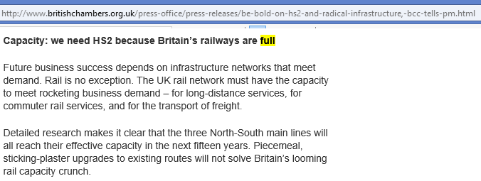 British Chambers of Commerce: "Britain's railways are full, so HS2 is needed"