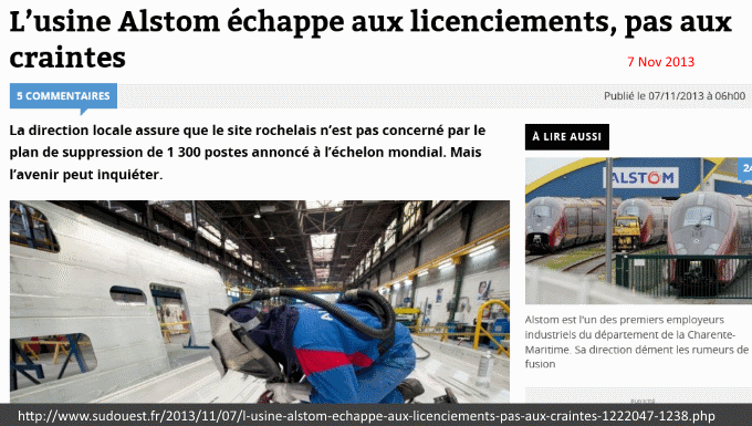 Alstom French redundancy fears