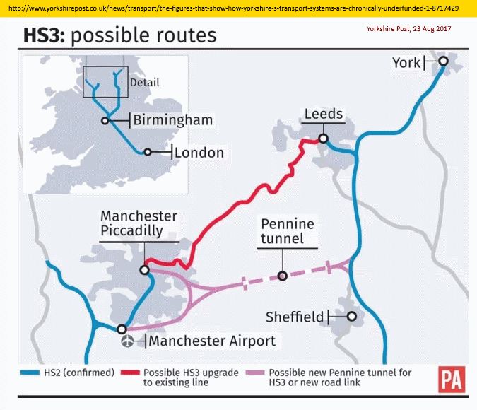 Map of 'HS3' published in the Yorkshire Post, 23 Aug 2017