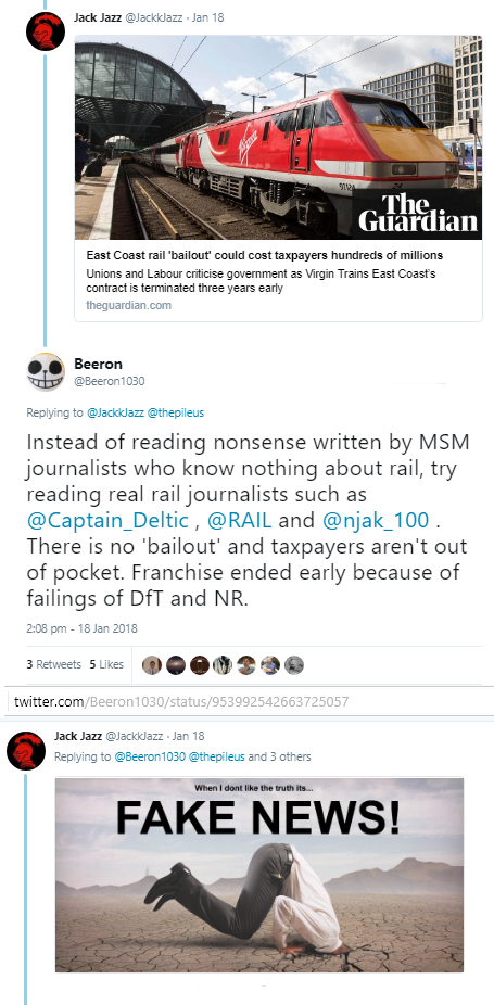 'Instead of reading nonsense written by MSM journalists who know nothing about rail, try reading real rail journalists, franchise ended early because of failings of DfT and Network Rail'