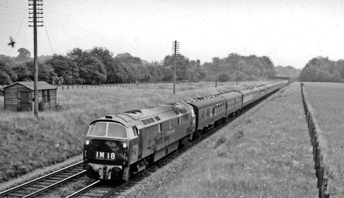 Loco hauled train from London to Birmingham Snow Hill and Birkenhead near Seer Green, 1962 (Ben Brooksbank)