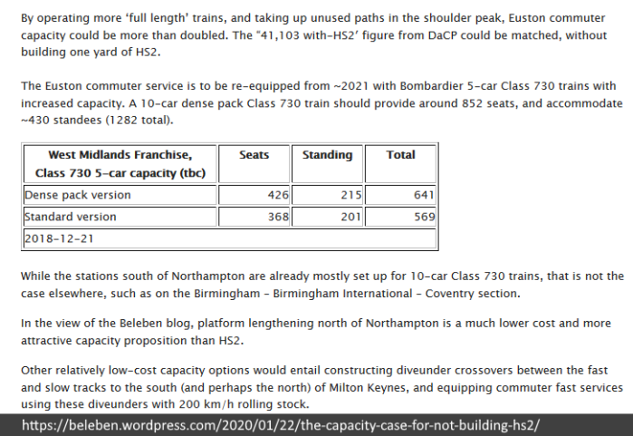 Beleben blog, The capacity case for not building HS2 (extract)